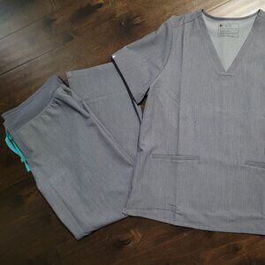 Figs brand Scrubs Womens XL Gray Scrub Set top bottom